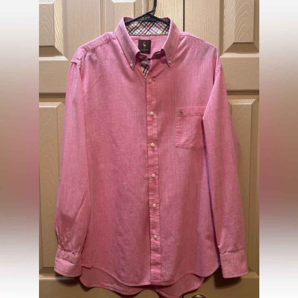 Tailorbyrd Shirt Mens X-Large‎ XL Pink Cotton Long Sleeve Button Up Golf